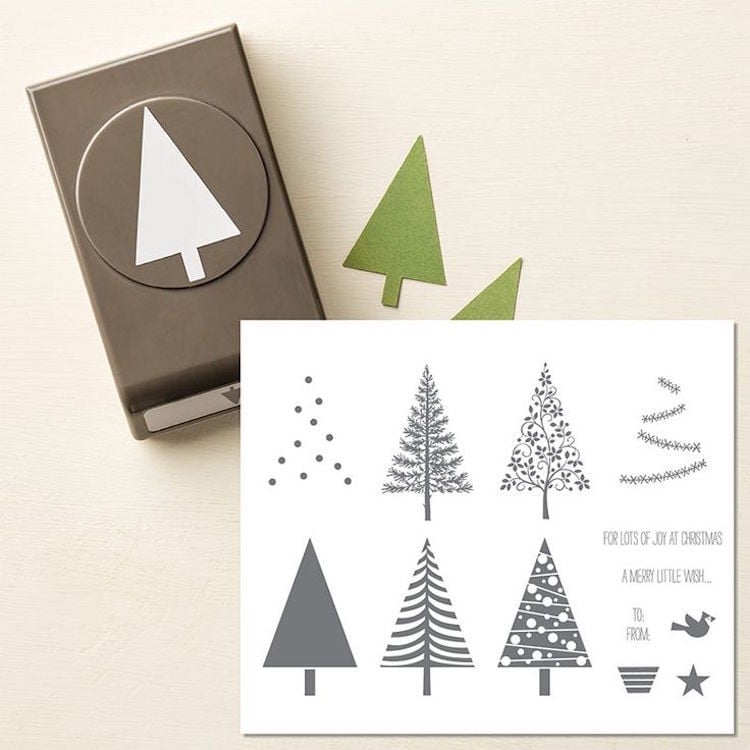 stampin up karten weihnachten selbst gestalten stempel ausstanzer tannenbaum anleitung