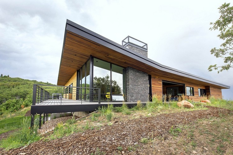 südliche seite modernes traumhaus zedernholz fassade