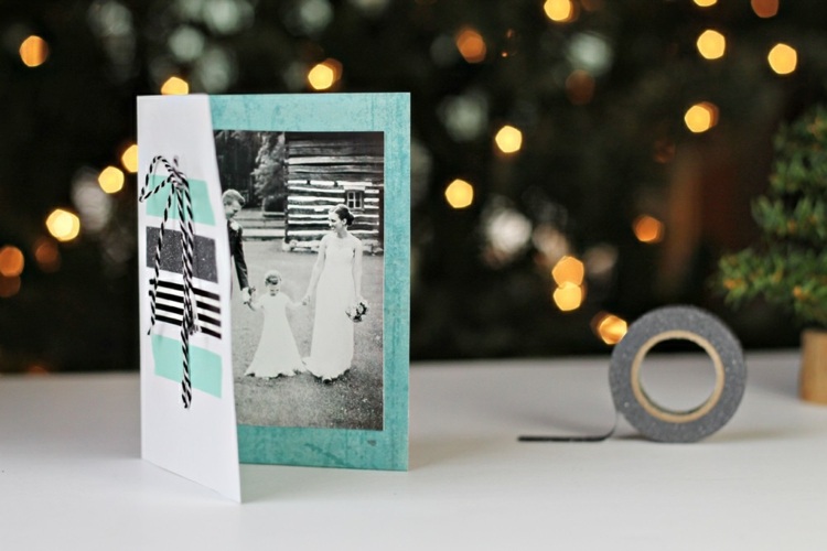 washi tape basteideen weihnachtskarte personalisiert