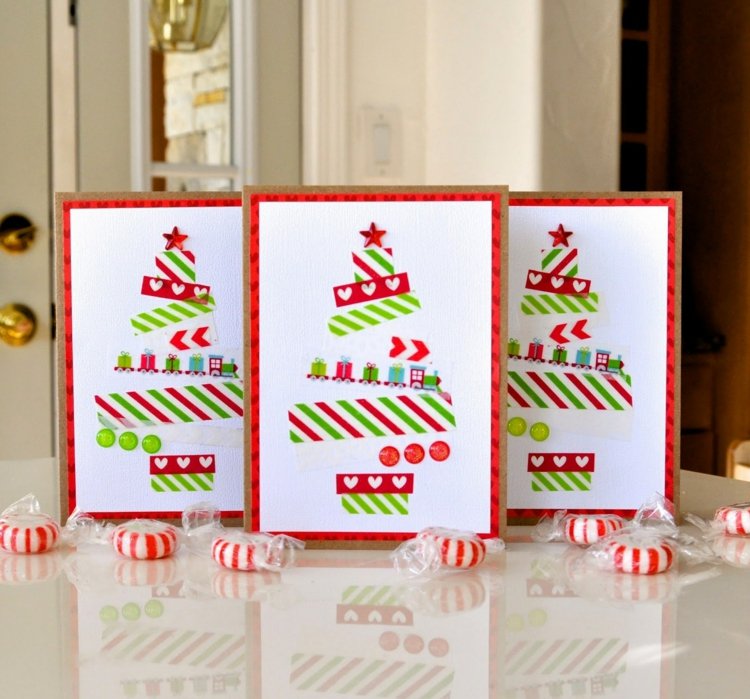 washi tape weihnachten basteln mit kindern tannenbäume