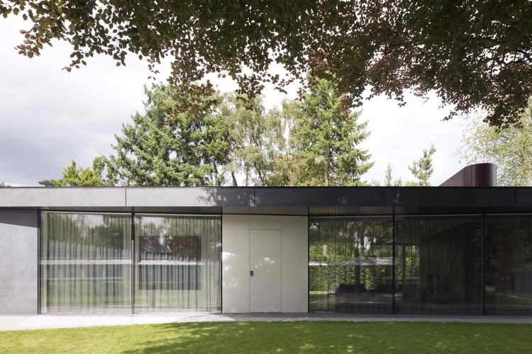 Wohnen auf einer Ebene haus glas moderne architektur flachdach