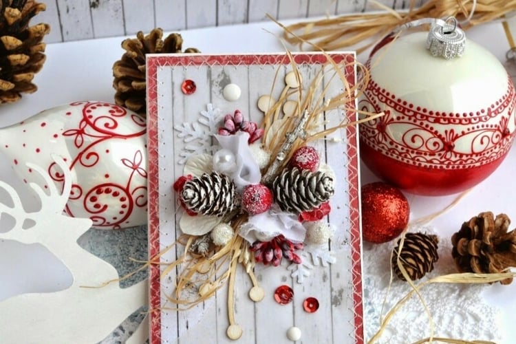 zapfen beeren ornamente grußkarte weihnachten