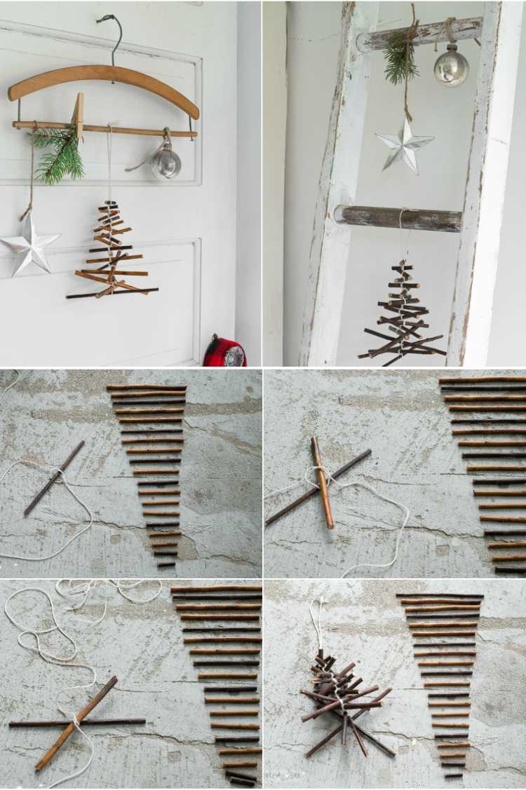 zweige dekoration weihnachten selber machen anhänger naturmaterialien