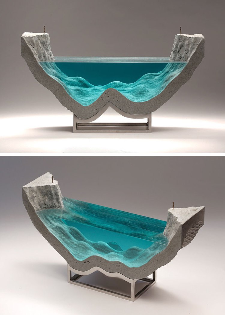Floatglas Beton Skulptur Ozean Küste