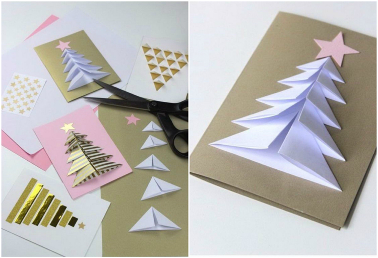 Weihnachtskarte mit 3D Tannenbaum