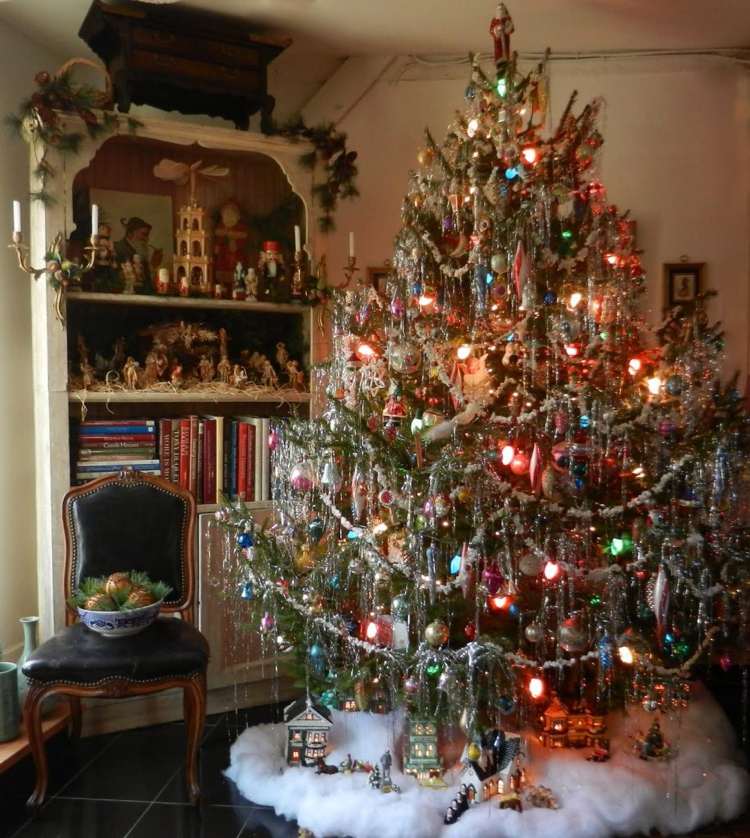 vintage weihnachten nostalgie lametta weihnachtsbaum dekorieren lichter