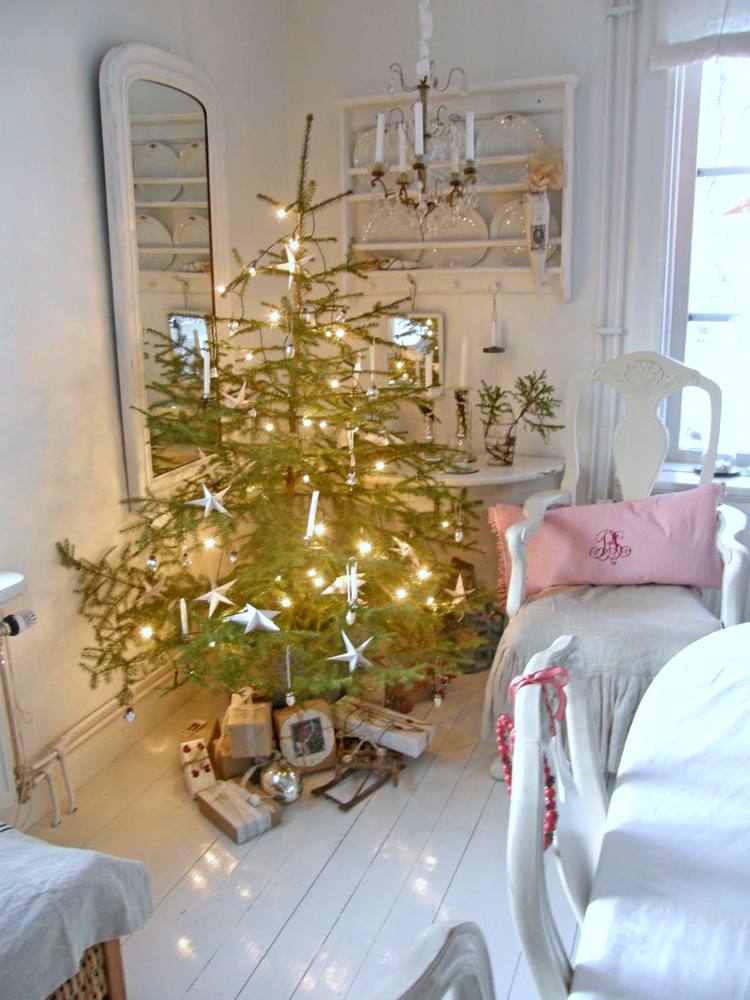 vintage weihnachten nostalgie skandinavisch weihnachtsbaum geschenke umweltfreundlich verpacken