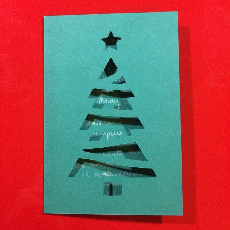 weihnachtskarte tannenbaum scherenschnitt selber machen