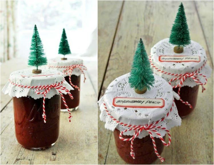 wintermotive christbaum selbstgemachte marmelade verpacken