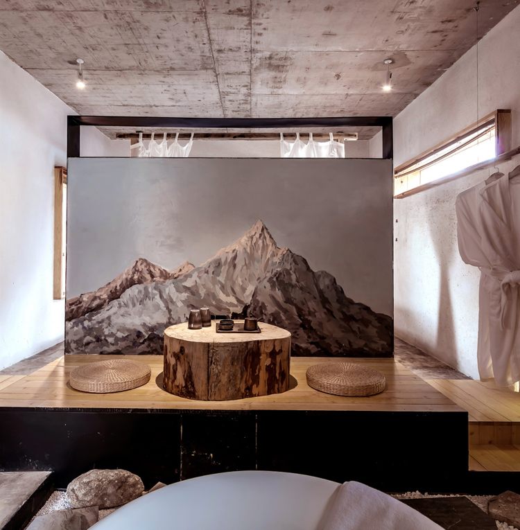 zen design minimalistisch holz beton chinesisch