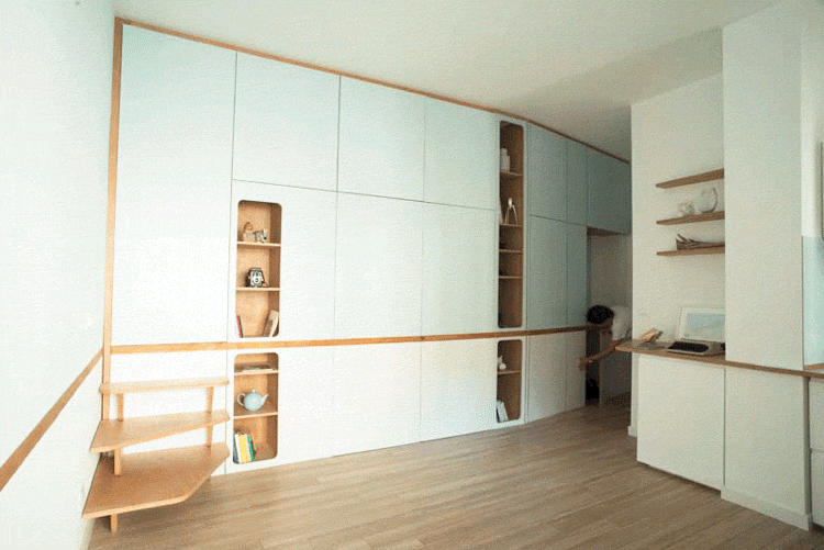 35 Quadratmeter Wohnung einrichten flexibel Einbauschrank