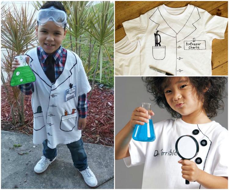 Chemiker Kostüm selber machen Junge T-Shirt bemalen