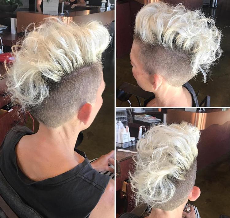 Iro Frisur für Frauen Blond Locken rasiert