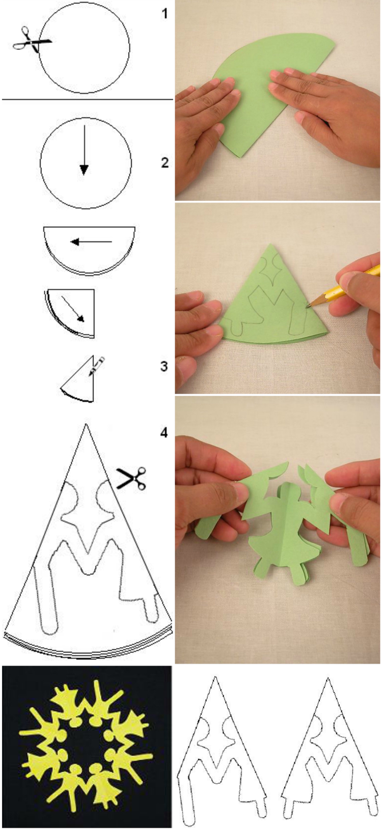 Kirigami Kinder Menschenkette selber basteln