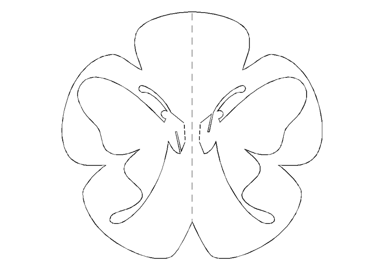 Kirigami Schmetterling Blume Vorlage ausschneiden