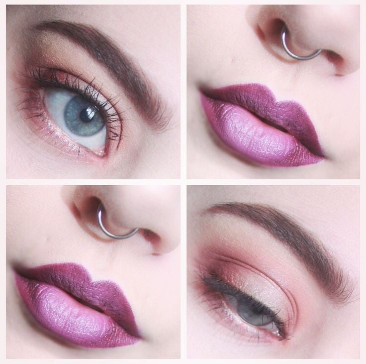 Lippen größer schminken lila violett Lippenstift