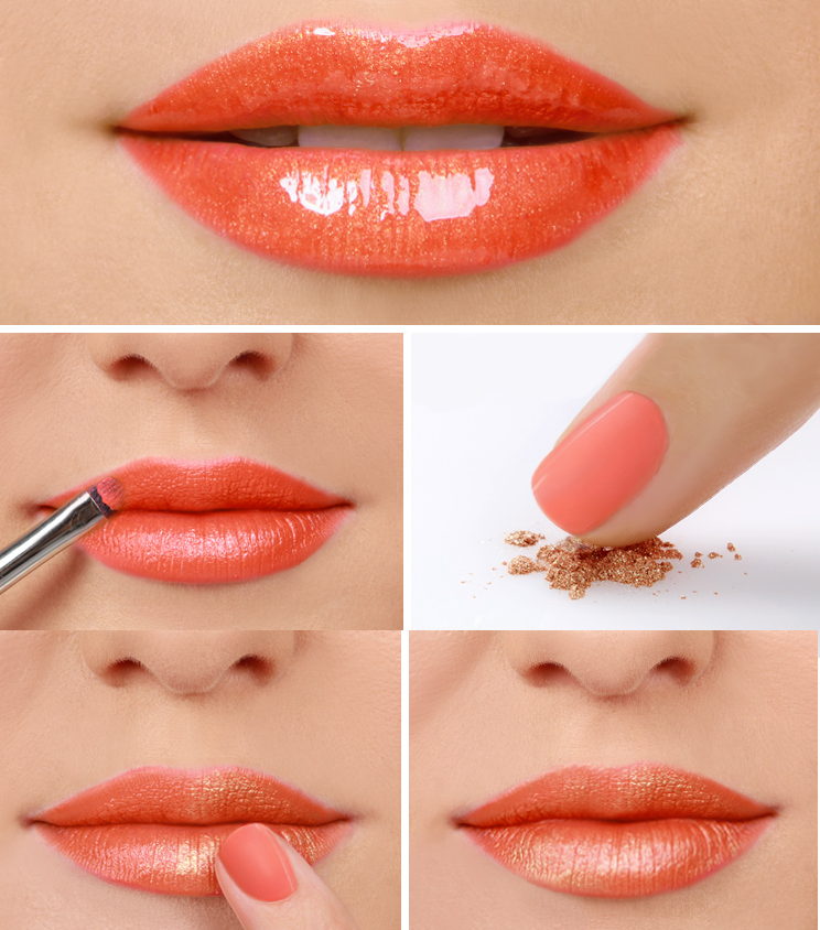 Orange Gold Lippen Lipgloss