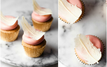 Schokoladendekor selber machen Taufe Kommunion Federn