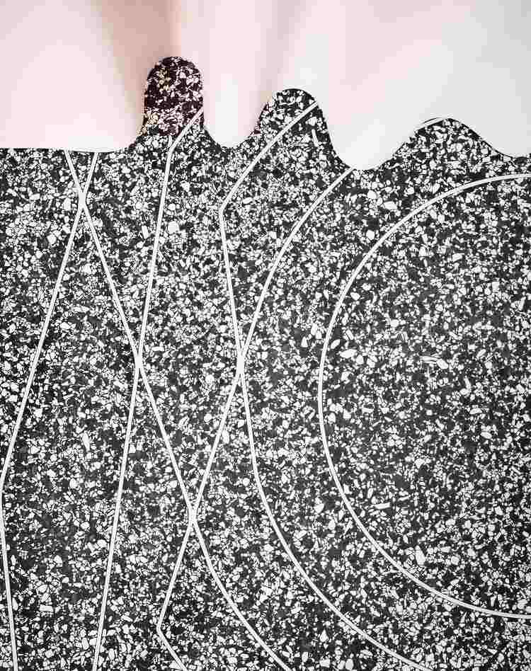 Terrazzoboden modern schwarz weiß geometrisches Muster