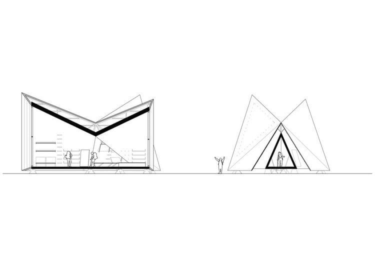 architektonischer schnitt seitlich schutzhütte island