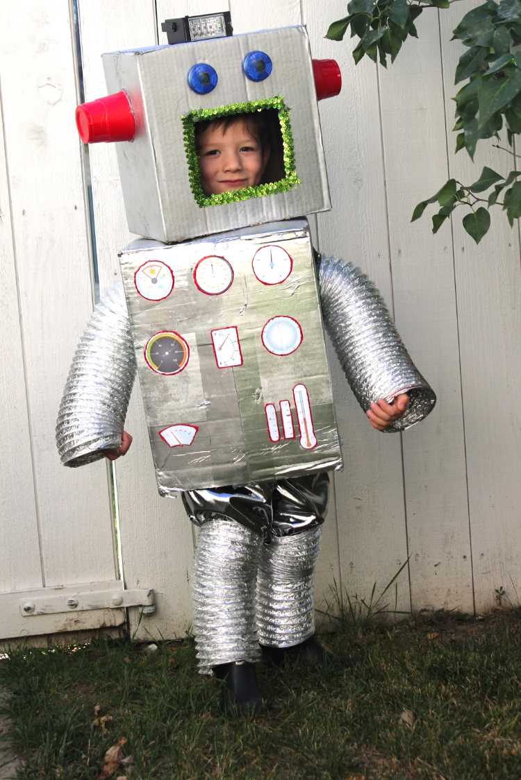 cooles roboter kostüm karton röhre
