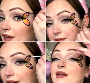 Die Flügel mit Lidschatten und Eyeliner gestalten
