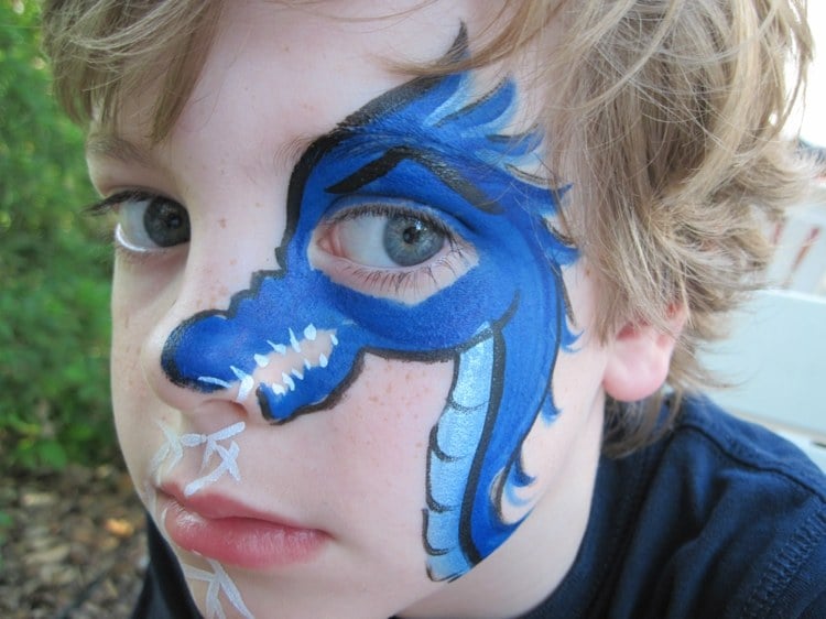 drachen schminken einfach karneval blau