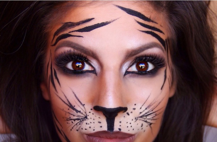 fasching schminken tiger Frau Augen einfach schnell