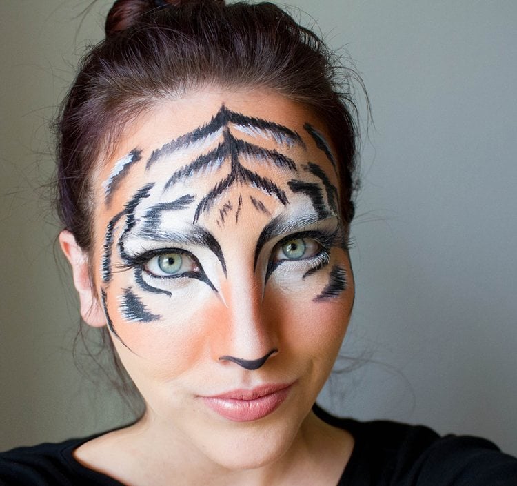 fasching schminken tiger erwachsene dezent Augen