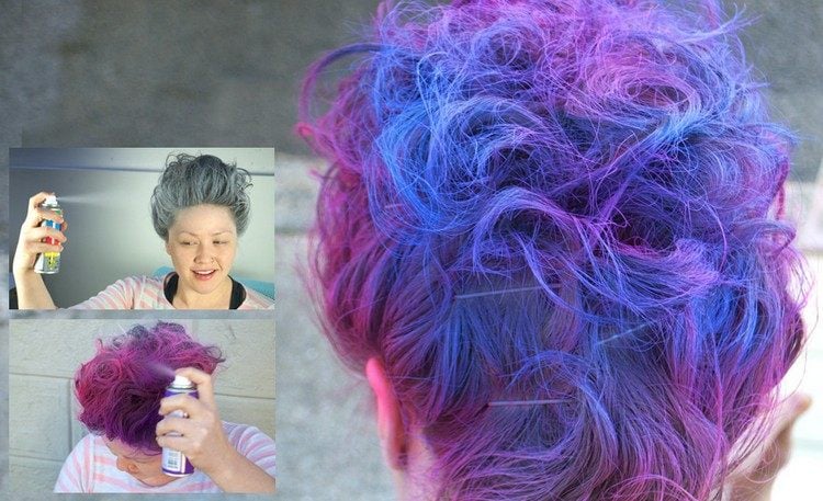 haare färben für einen tag haarspray pink blau sprühfarbe