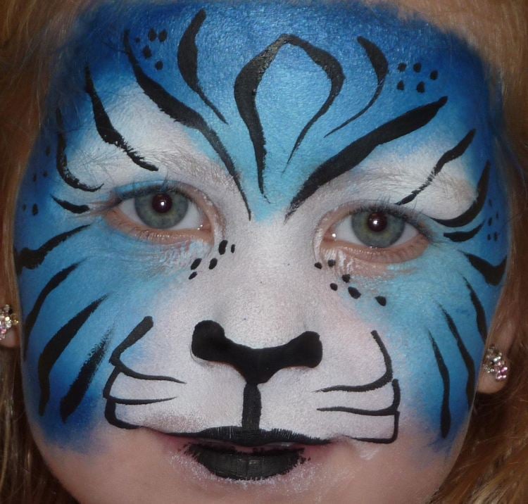 kinderfasching tiger schminken weiß blau