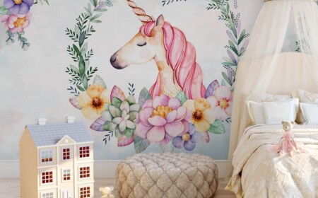 kinderzimmer für mädchen einhorn deko motiv tapete