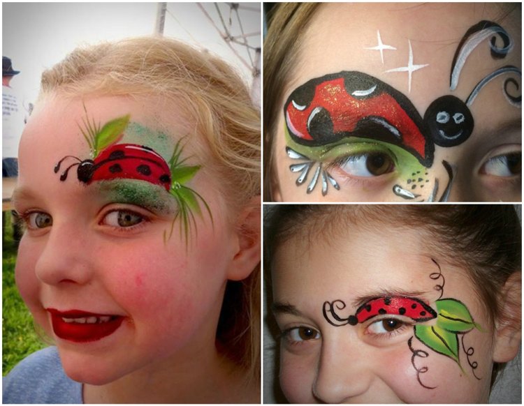 marienkäfer schminken karneval Kinder Augenbrauen Augen