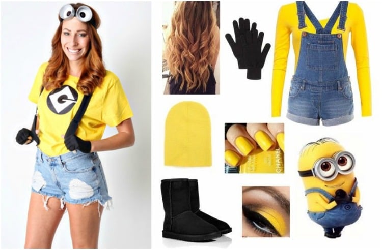 minion kostüm selber machen erwachsene outfit idee gelb