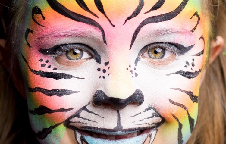 regenbogen tiger schminken Kinder Mädchen
