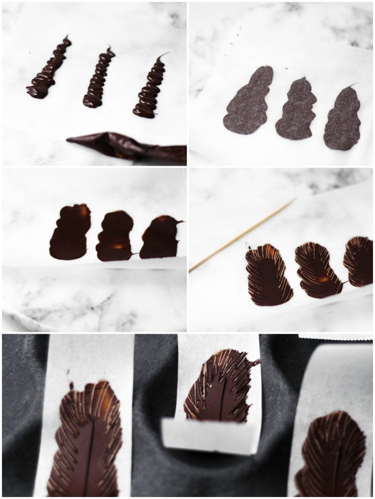 schokolade dekoration anleitung Federn selber machen