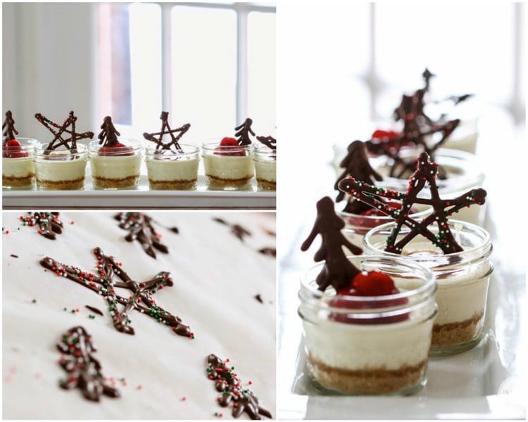 schokoladendekor weihnachten Dessert im Glas dekorieren