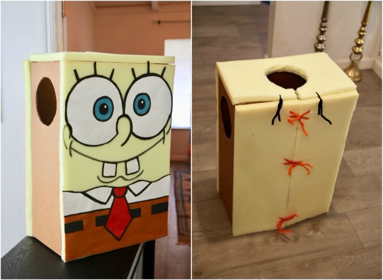 spongebob kostüm karton diy idee fasching