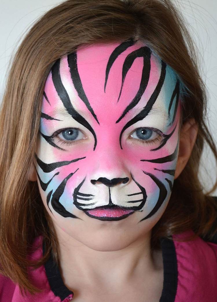 tiger schminken schnell Karneval Mädchen