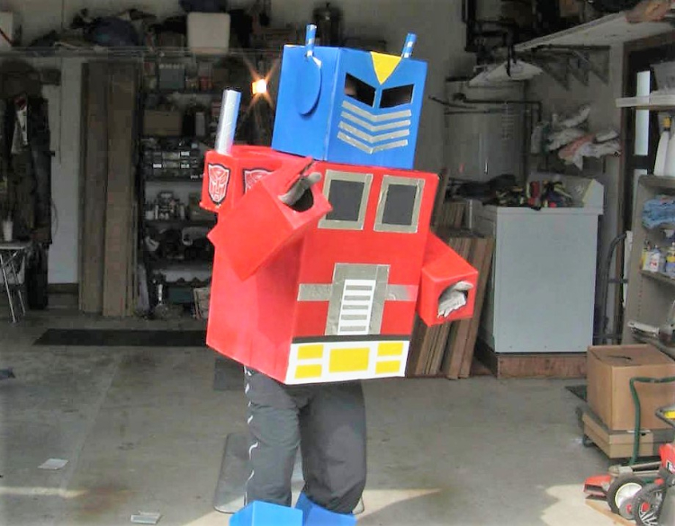 transformers kostüm aus karton basteln fasching ideen