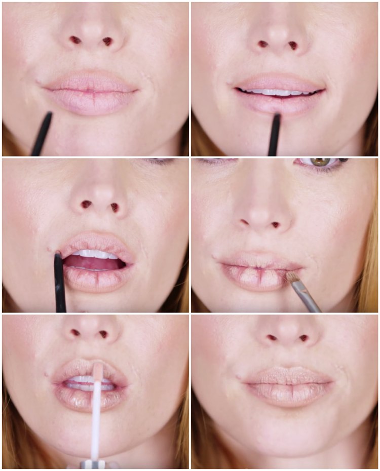volle lippen schminken anleitung natürlich Nudeton