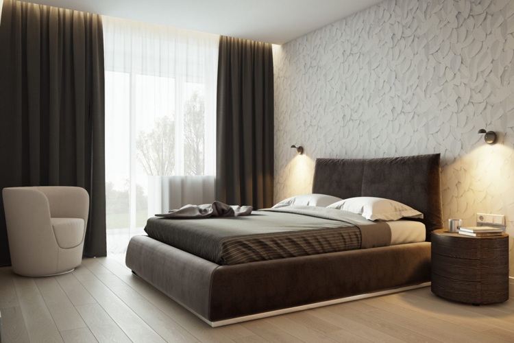 weiss grau beige schlafzimmer bett indirekte beleuchtung modern