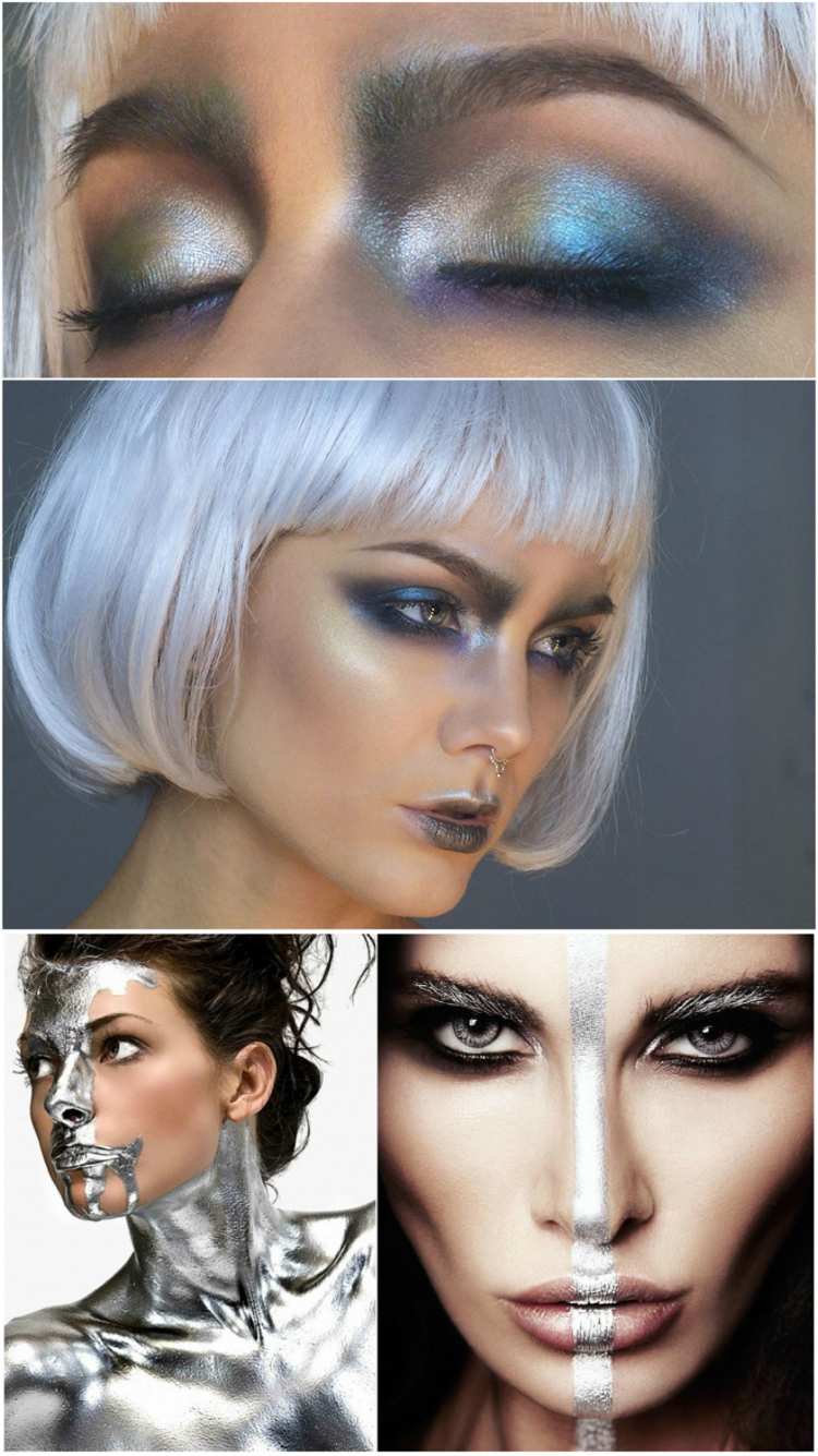 weltall kostüm selber machen damen holografisch make-up