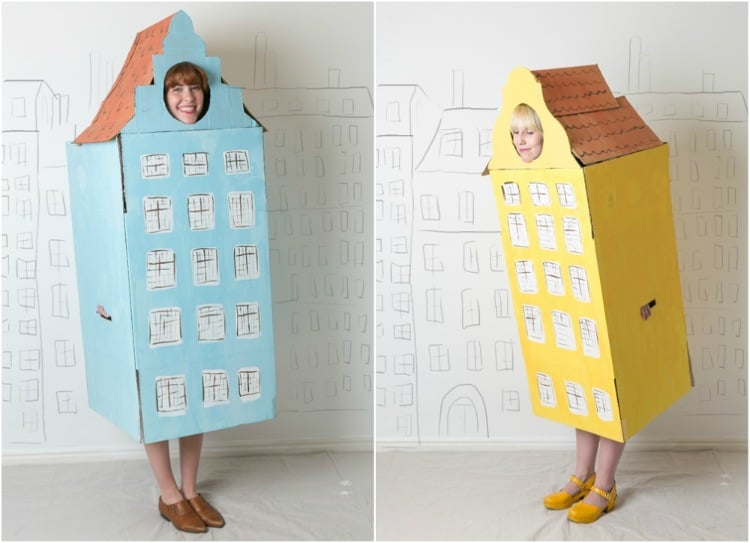 wohnhaus kostüm bunt erwachsene selber machen karton