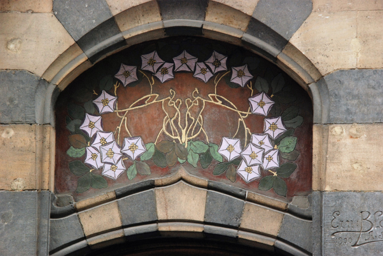 Architektur Jugendstil Malerei Edelweiss Blume Malerei über Tür