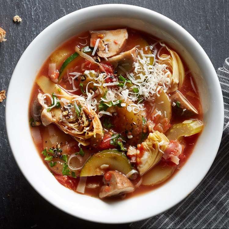 Detox Suppe Rezept Pilze Artischoke Zucchini Tomaten