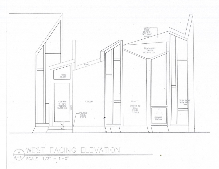 Gartenbüro Architekturplan Himmelsrichtung West