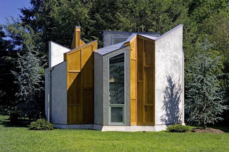 Gartenbüro modernes Design Holz Beton Glas