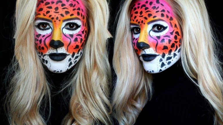 Gepard schminken Anleitung für Makeup für Halloween für Familien mit Kindern