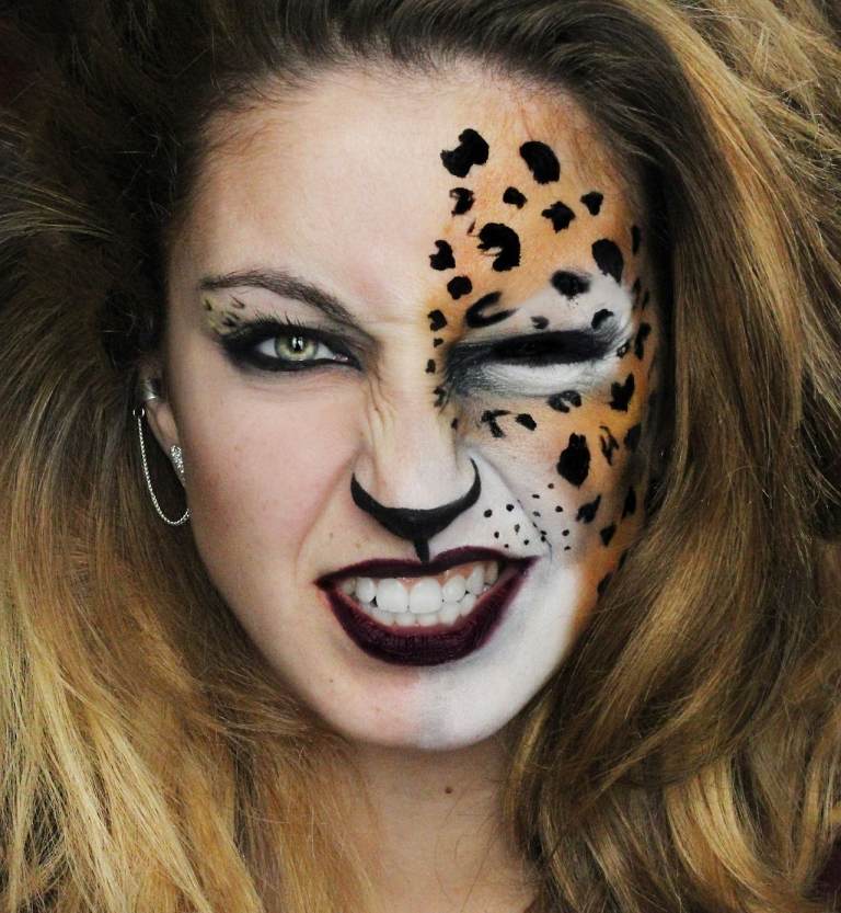 Gepard schminken Ideen für Halloween Makeup für Frauen leicht nachzumachen